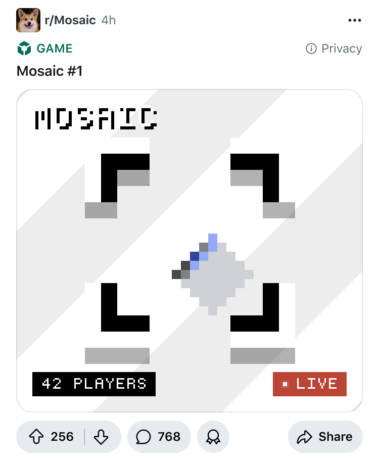 Mosaic post in feed